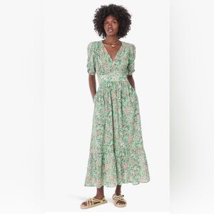 Xirena green floral midi dress